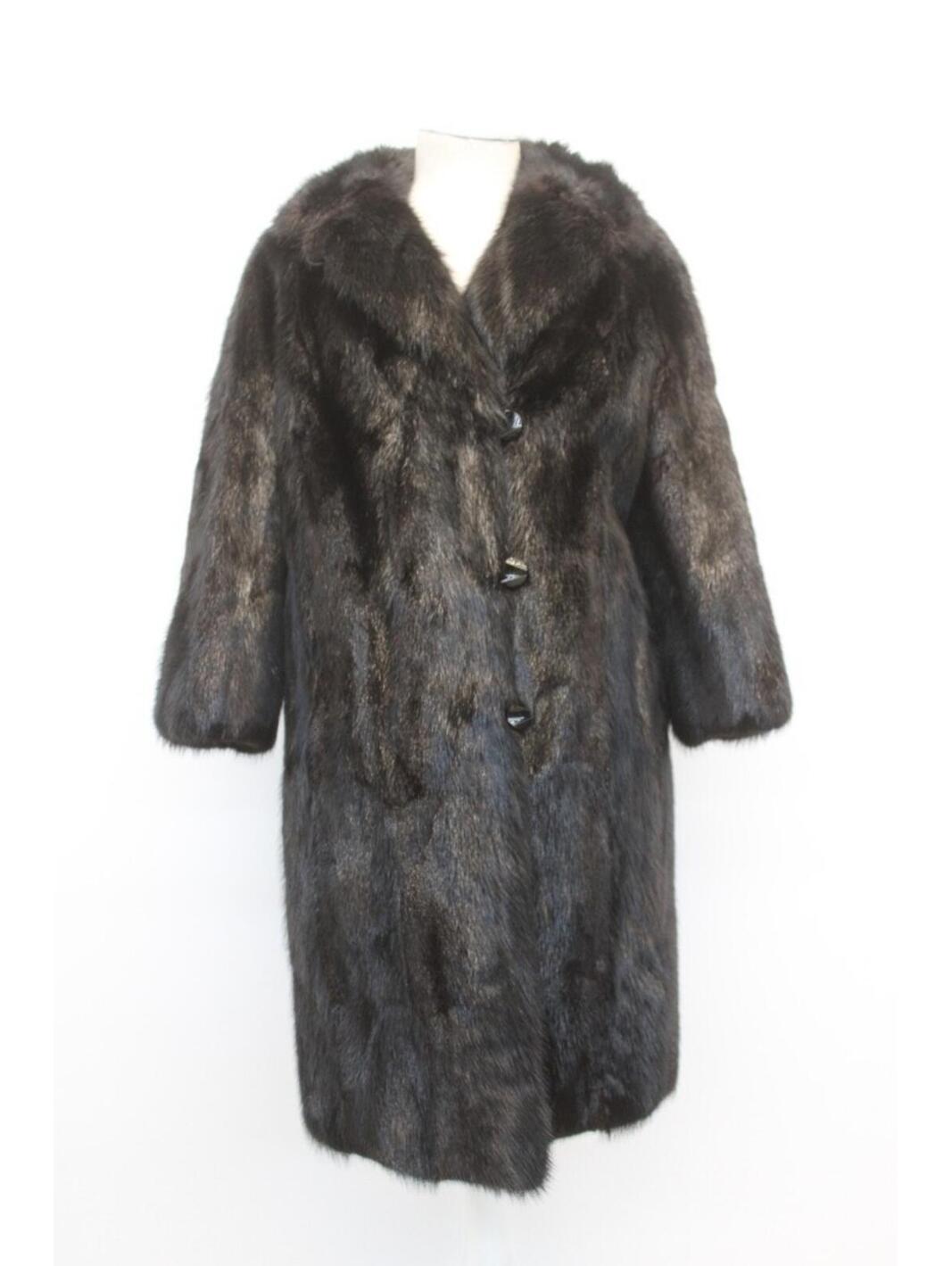 Excellent Black Canadian Muskrat Fur Coat Jacket Women Woman Size 4-6 Small